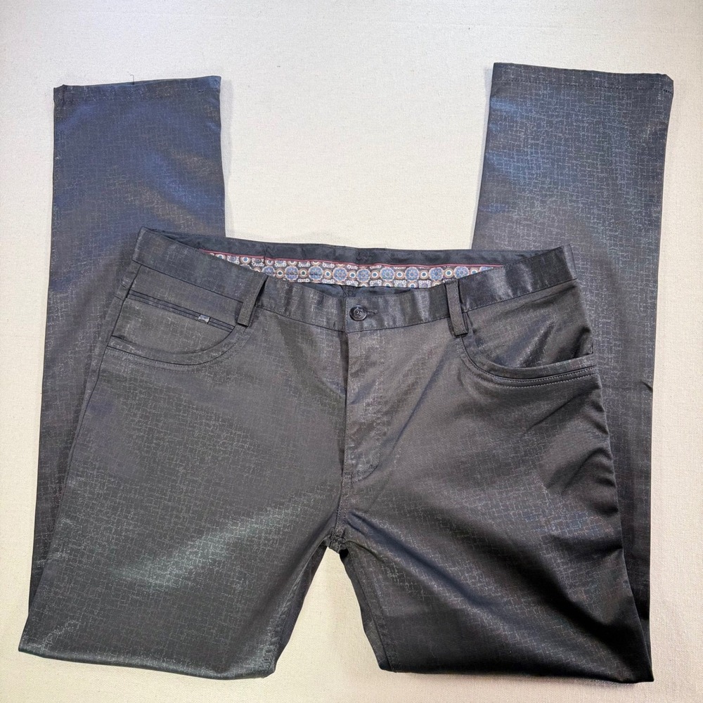 Barabas Handcrafted Mens Black Metallic Textured Slim Fit Pants P2009 Size 36